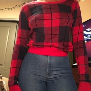 Forever21 plaid crewneck sweater